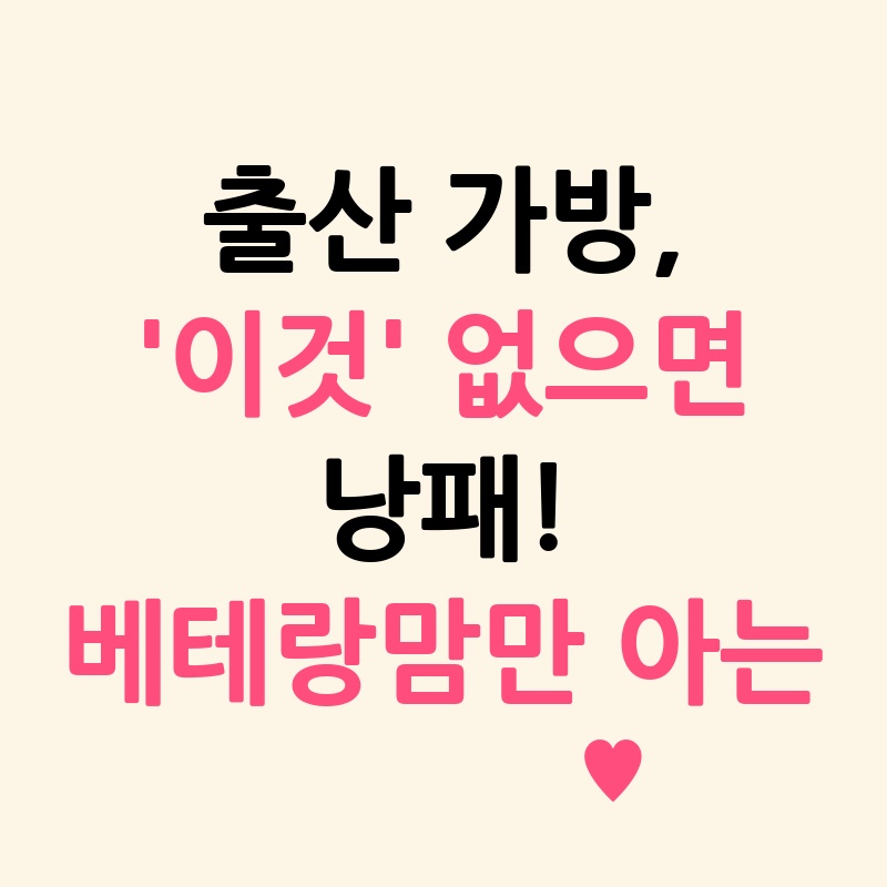 출산 가방, '이것' 없으면 낭패! 베테랑맘만 아는 진짜 필수템 4가지
